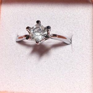 Rhinestone silver plated ring